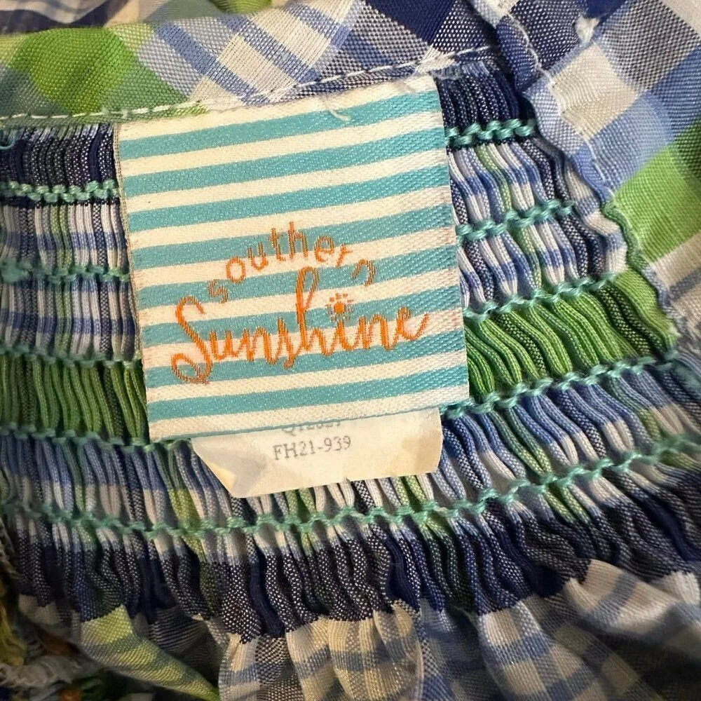 Southern sunshine plaid smocked dress with Turkeys